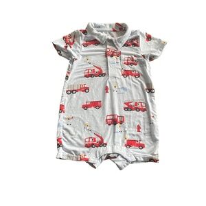 Angel Dear Baby Boy's Blue Firetruck Romper Size 3-6 M